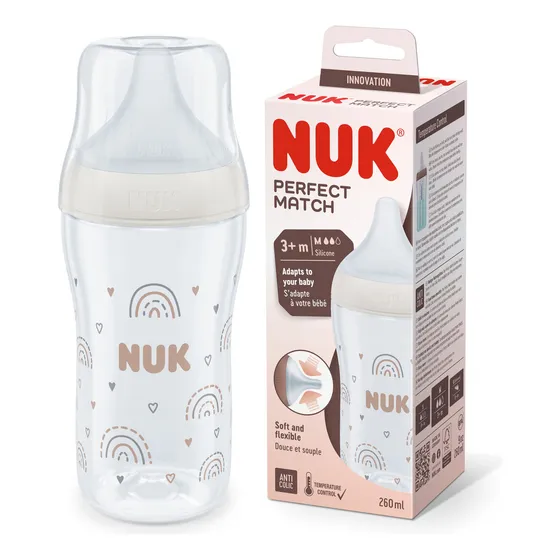 Mamadera Nuk Perfect Match 260ml Con Control De Temperatura Beige