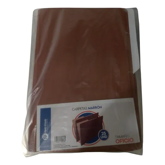Carpeta Marrón Brillante T- Oficio S/gancho  Px25