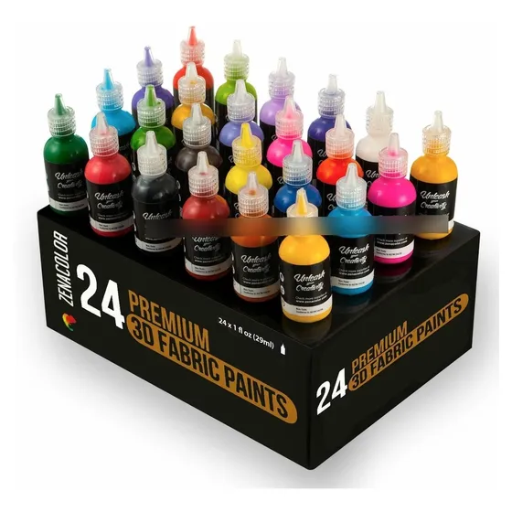 Puffy Paint Pintura Tela 3d 3 Cepillo Juego 24 Color 1