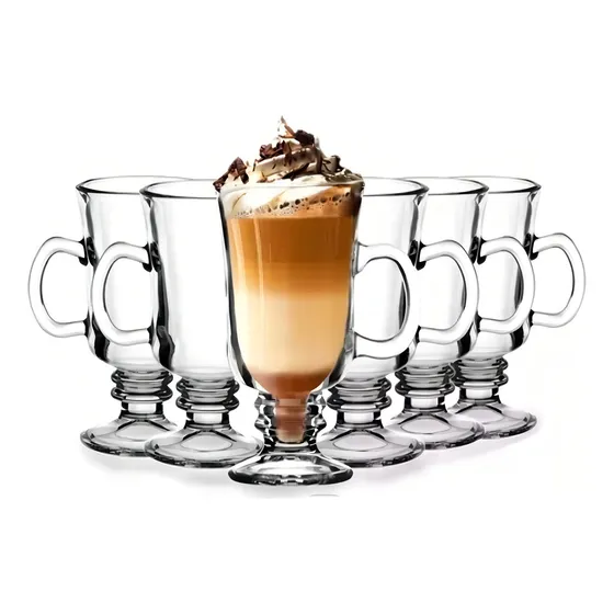 Taza de café, taza de vidrio para capuchino, 227 ml, 6 colores, suave y transparente
