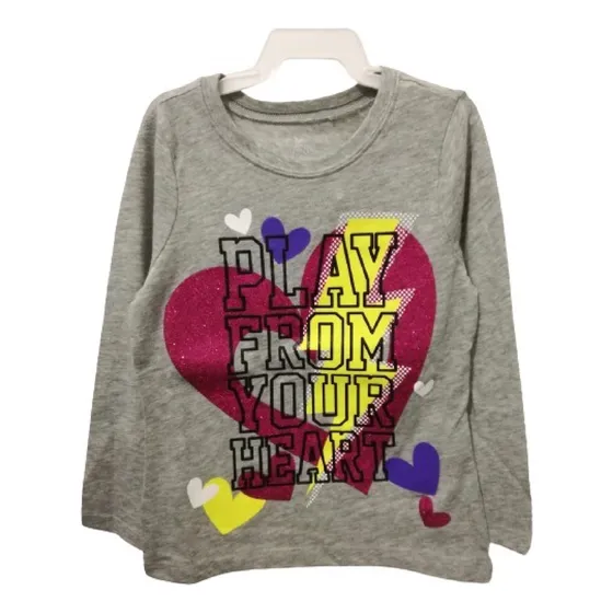 Remera Mangas Largas Algodón Niños Gris Invierno Verano