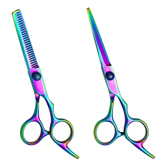 Tijera Normal Y De Grafilar Tornasol De Peluqueria Barberia