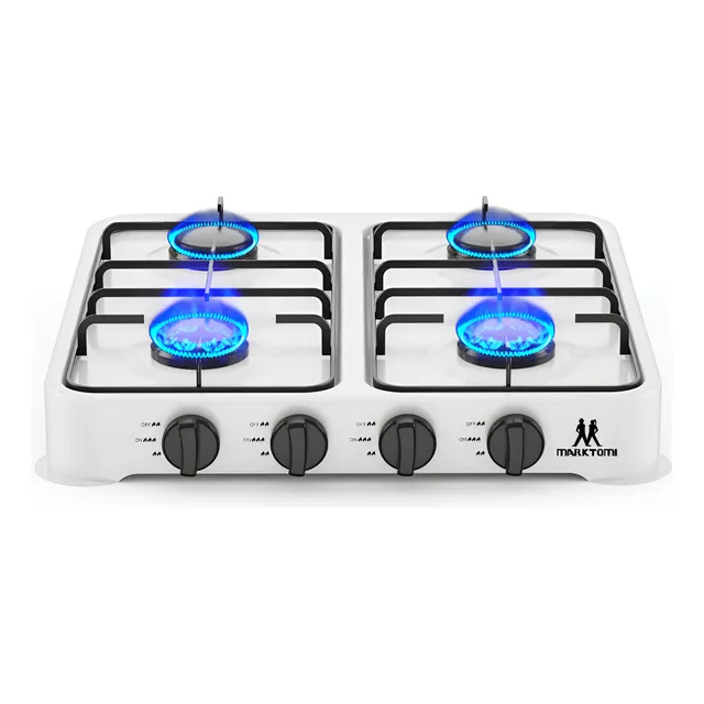 Parrilla/estufa Mesa De Gas 4 Quemadores Compacta Portátil Color Blanco