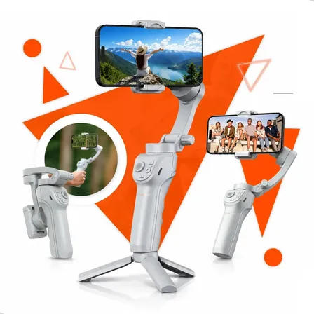 EstabiIizador Celular GimbaI 3 Eixos Para Tripé Articulado Vídeo Luz de Preenchimento Bluetooth Suporte Portátil Luz Câmera 360 Compatível Com iPhone Android IOS Rastreamento Facial Marca Nixzen