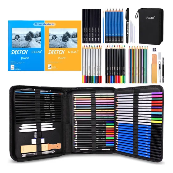 Kit Lápices De Dibujo Y Boceto Con Accesorios Iforu 72pzs