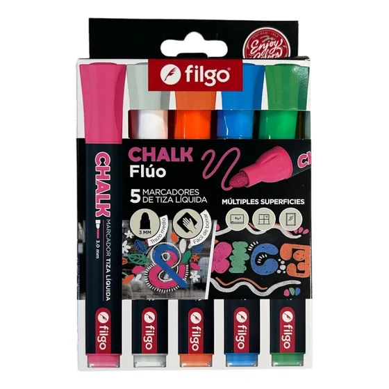 Marcadores Escolares Filgo Chalk Tiza Líquida Flúo X5 Uni
