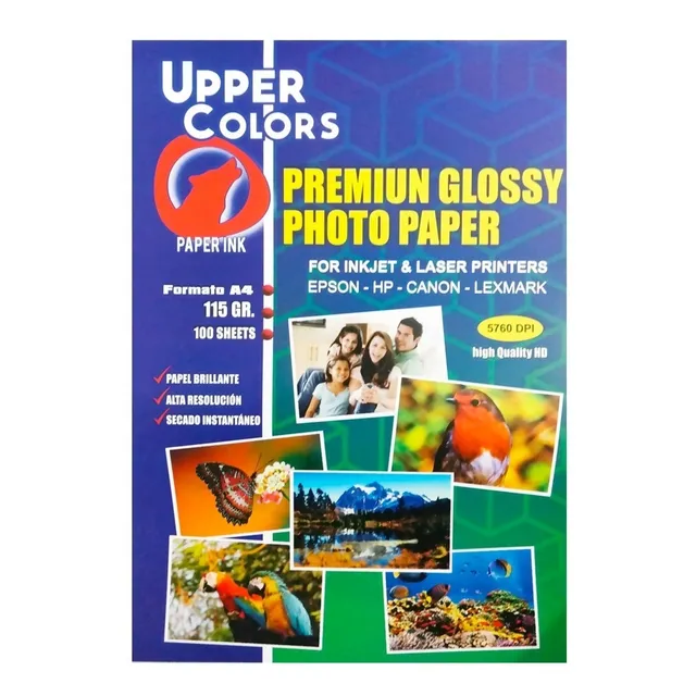 Papel Fotográfico Brillante Alta Resolución 115 Grx100