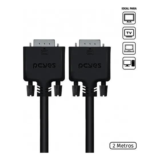 Cabo Vga Para Monitor 15 Pinos Macho 2 Metros Pcyes Pvm15-2