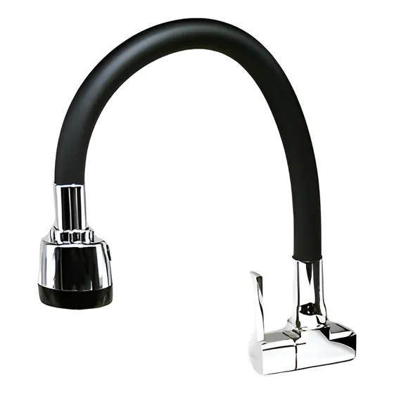 Grifo Flexible Negro De Pared Italomix Lh-3310
