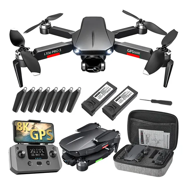 Drone Sin Escobillas With Double Camera Professional 8K Control Remoto Gps Hd 2 Pilas Batteries 5.8 GHz Wifi Kistorm Gris