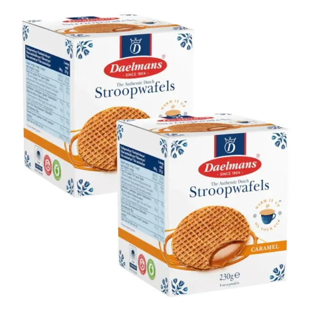 2 Biscoitos Holandeses Waffles Caramelo 230g Stroopwafels