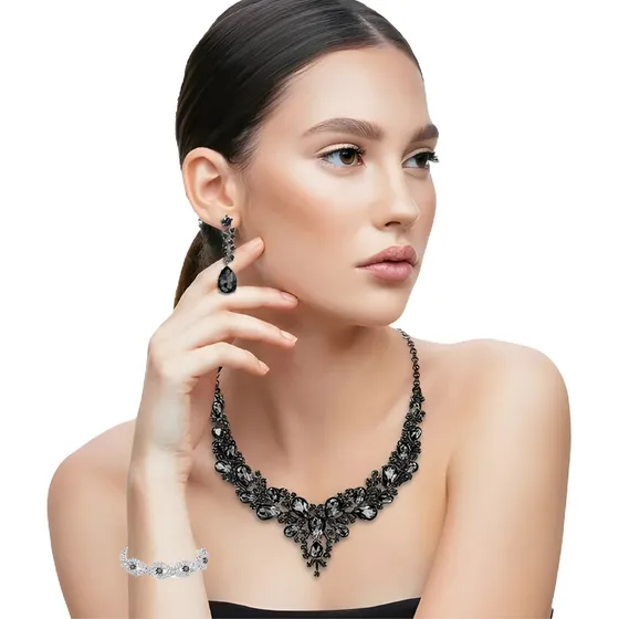 Conjunto De Joyas Para Mujer Collar Y Aretes Y Pulsera