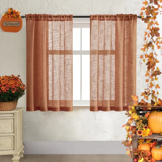 2 Panel Cortina Bohemia 48  Largo Para Cocina Bolsillo