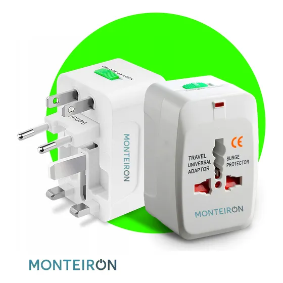 Monteiron Kit 2 Adaptador Universal Viagem Internacional