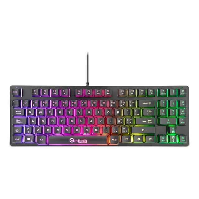 Teclado Gamer Getttech, Iluminación Rgb, USB, Alámbrico, 90 Teclas, 19 Teclas Anti-Ghosting, Para Pc Windows/Mac,Teclado Alfanumerico, Idioma Español, GPK-ESMWR-G2