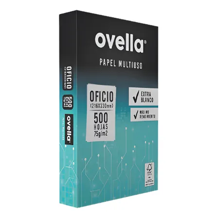 Resma De Papel Ovella Tamaño Oficio 500 Hojas Blanco 75grs