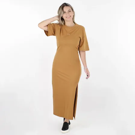 Vestido T-shirt Colcci Minimalista Fendas Laterais Feminino Marrom M