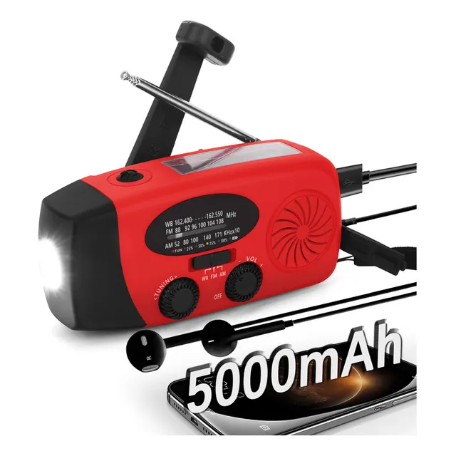 Cd Radio De Manivela Solar Portátil Am/fm/noaa 5000mah