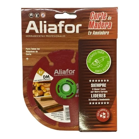 Disco de Corte Aliafor Woody DM-45 para Amoladora 115 mm - Ideal para Corte Preciso en Madera, Diseño Resistente y Duradero, Fácil de Instalar, Perfecto para Carpintería, Bricolaje y Uso Profesional