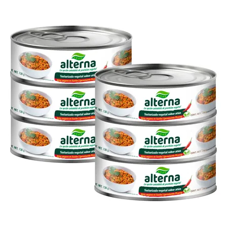 Atún Vegano Alterna En Aceite Ligeramente Picant 6 Pack 780g