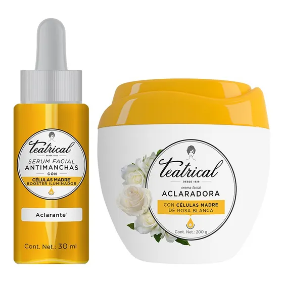 Teatrical Combo Antimanchas Serum + Crema Aclaradora Momento de aplicación Día/Noche Tipo de piel Todo tipo