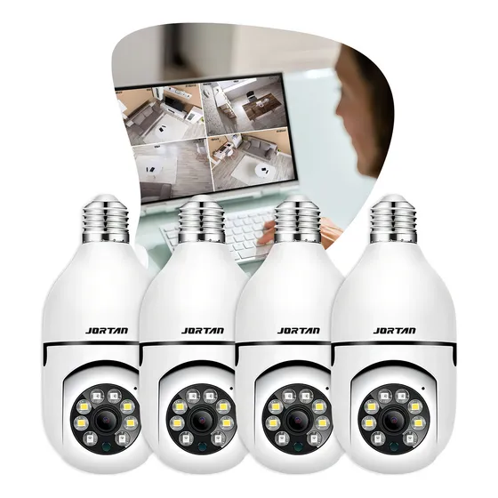4 Câmera De Segurança Jortan E27 Cor Branco Wifi 110v/220v