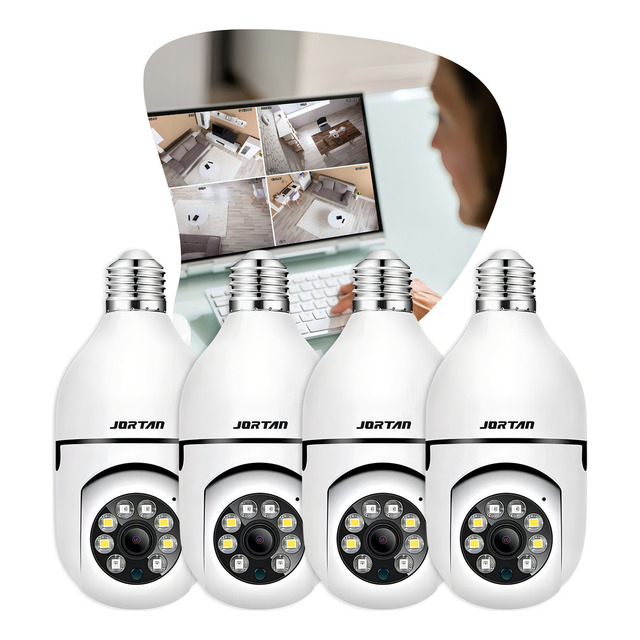 4 Câmera De Segurança Jortan E27 Cor Branco Wifi 110v/220v 4 Câmera De Segurança Jortan E27 Cor Branco Wifi 110v/220v