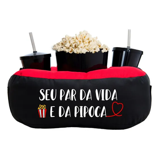 Almofada Porta Pipoca Bicolor Casal Par Da Vida
