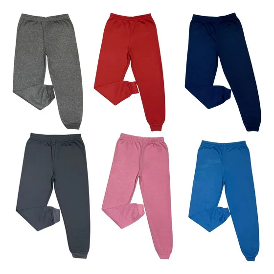 Kit 3 Peças Calça Moletom 1 Ao 8 Dia A Dia Cores Variadas 