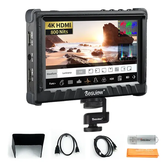 Desview P5ii Visualización Táctil Para Monitor De Campo 5.5 Pulgadas 800 Nits De Alto Brillo 4k Hdmi Con Hdr 3d Lut Rgb Forma De Onda Vectorscope Color Falso Para Cámara Dslr Anti-caída