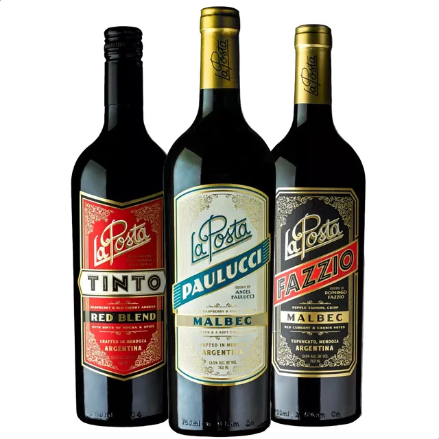 Vino Tinto La Posta Red Blend + Paulucci + Fazzio Malbec X3
