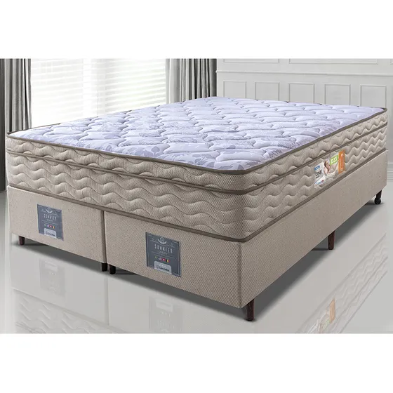 Cama Box King Colchão OrtoFirm + Box 193x203x67 One Face Espuma D33 Dourado