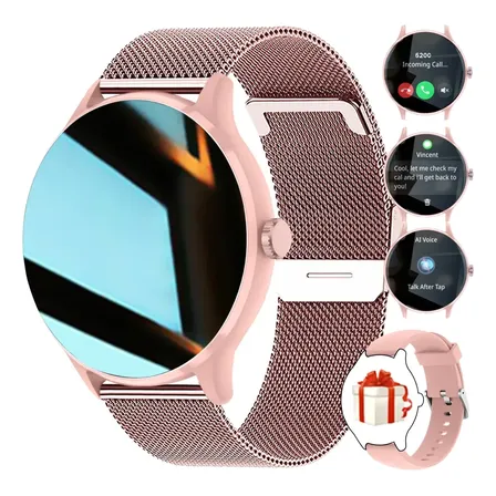 Reloj Inteligente Bluetooth Llamadas Doble Correa Rosa Mesh