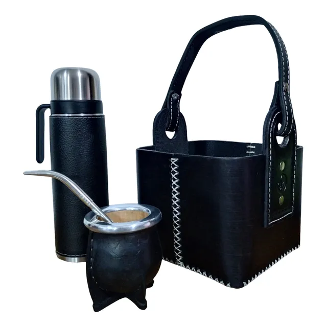 Porta Termo Cuero Vacuno Bolso Termo Mate Y Bombilla