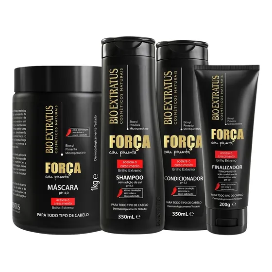 Shampoo, Condicionador, Máscara e Finalizador Bio Extratus Força com Pimenta de 1900mL 1900g