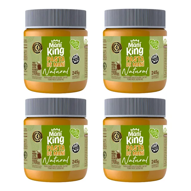 Pasta De Maní King Natural X4 Apto Veganos Sin Gluten 980 Gr