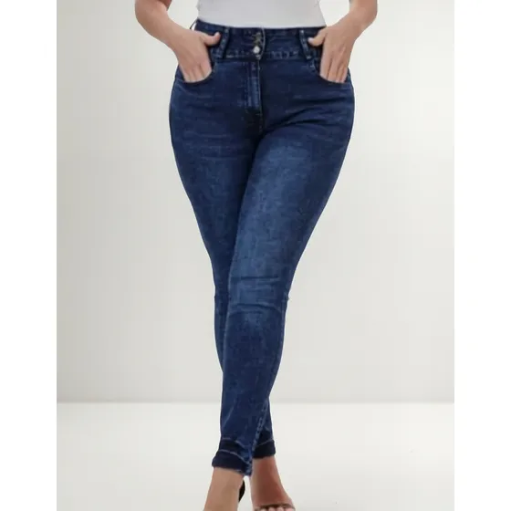 Jean Talla Grande Pantalones Plus Size Tiro Alto Pitillo