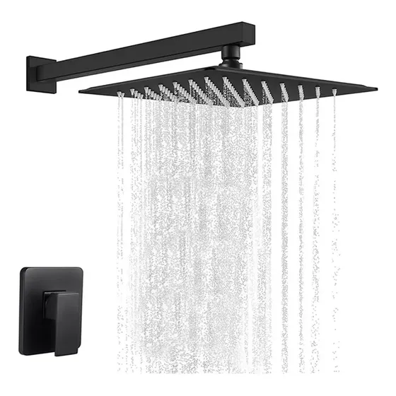 Regadera Cuadrada De 20cm Con Tubo De 40cm Y Monomando