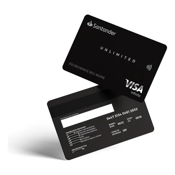 Adesivo Cartão Alto Relevo Frente Verso Santander Unlimited