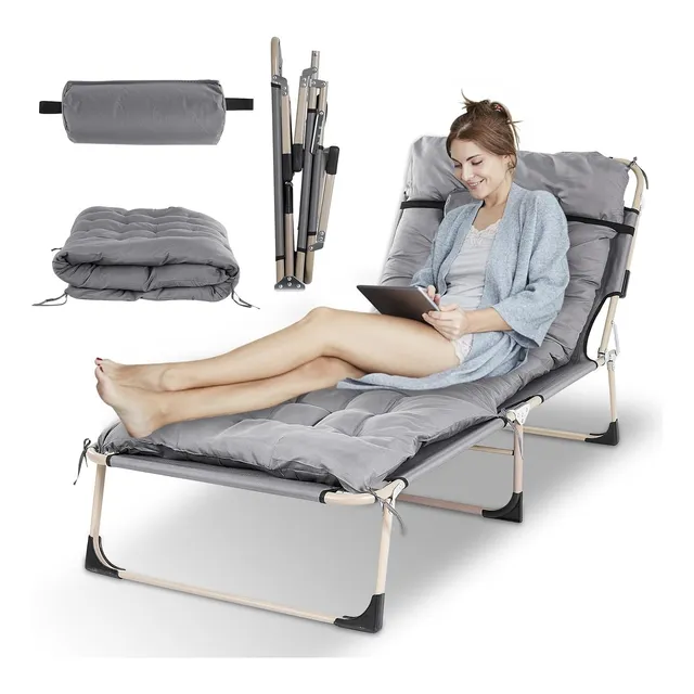 Catre Cama Camping Plegable Portátil Con Colchón Y Almohada