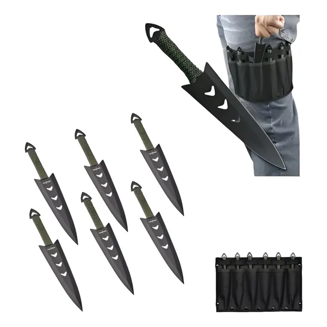 Kit 6 Facas De Arremesso Kunai Com Coldre De Perna