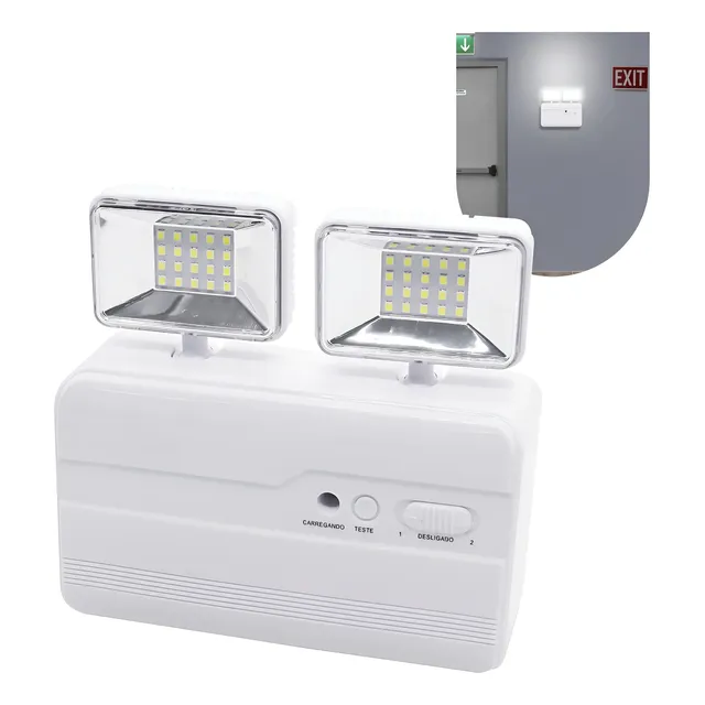 Luminária De Emergência 2 Faróis 40leds Bateria Recarregável