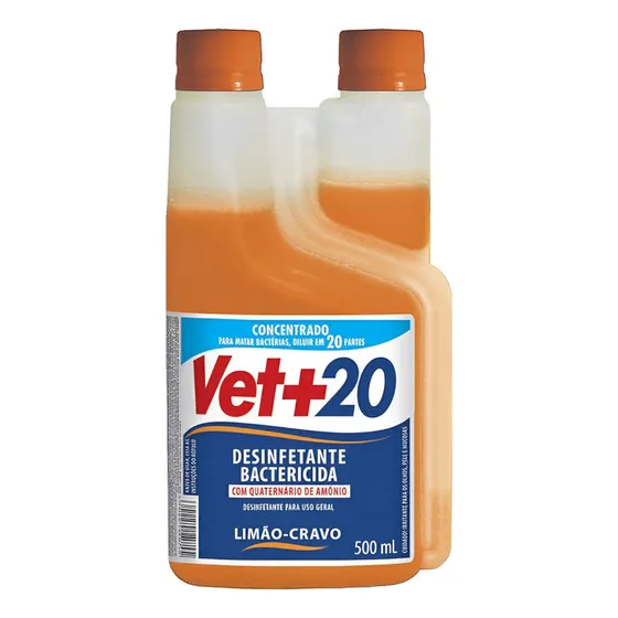 Desinfetante Bactericida Concentrado Vet+20 Limão Cra 500 Ml