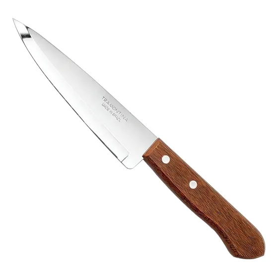Cuchillo para Pescado y Cocina Tramontina Dynamic con Lámina de Acero Inoxidable y Mango de Madera Natural 5"