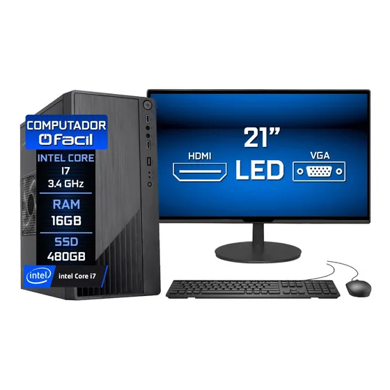 Computador Completo Fácil Intel Core I7 16gb Ssd 480gb