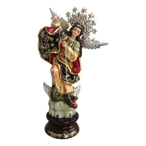 Virgen De Quito 20 Cm. Tallada En Madera