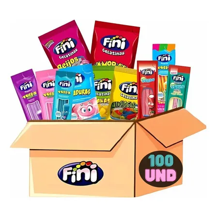 Kit Com 100 Pacotes Bala Fini 15g Cada Sabores Variados