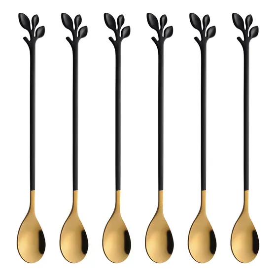 Ansaw Juego Cucharadita Hoja Mango Largo 6 Cucharilla Acero