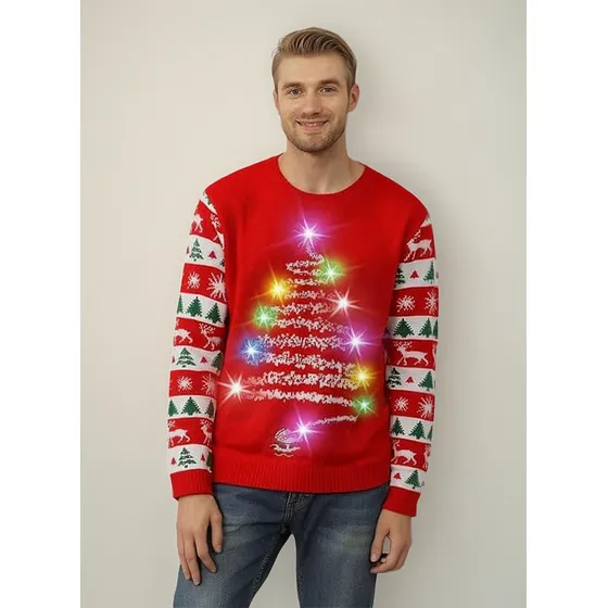 Sueter Feo Navideño Con Luz Led Unisex Arbol De Navidad