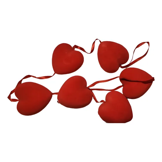 Escultura Anime Tiras 6 Corazones Rojos 140 Largo Cm Fieltro